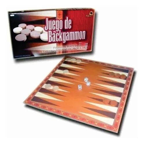 Juego Backgammon Piezas De Madera Y Tablero Plegado 