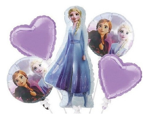 5 Globos Frozen Elsa Jumbo 90cm Cumpleaños Disney Fiesta Ana