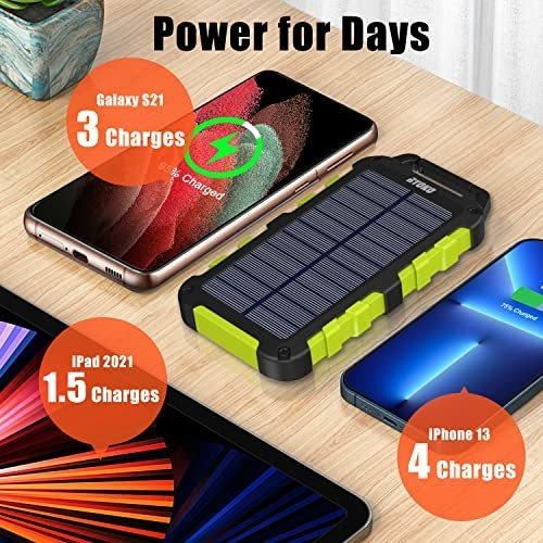 Banco Energía Solar 20000mah Doble Usb Led Powerbank Lintern
