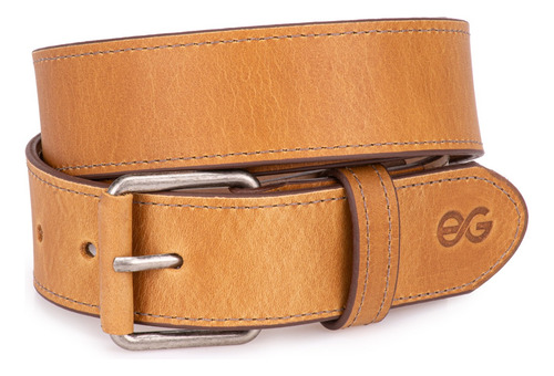 Cinto Correia Masculino Couro Legitimo Casual 4cm De Largura Cor Marrom-claro Desenho Do Tecido Lisa Tamanho GG (serve calça 50-52)