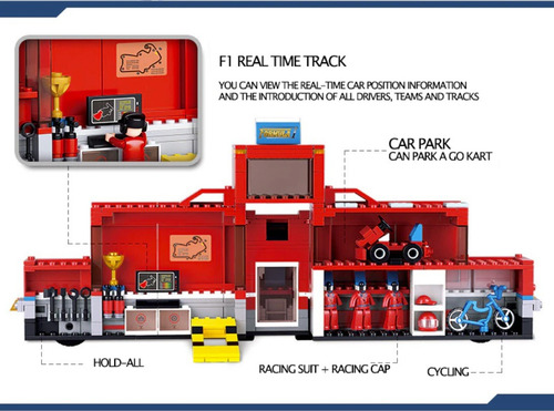 Camion Taller Con Auto Formula 1, Compatible Lego Blockwar