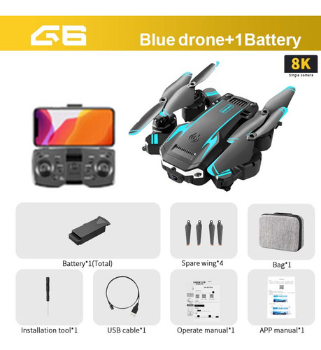 Drone Kbdfa, Nuevo Dron G6, 5g, 8k, Cámara Hd, Gps, Obst De