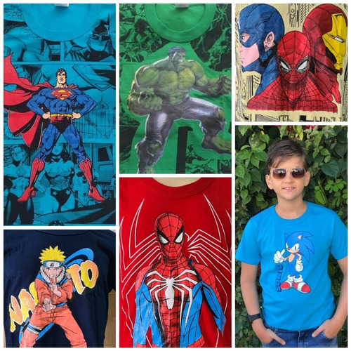 Imagem 6 de 9 de Kit 6 Camiseta Masculina Infantil Atacado Personagem Herois