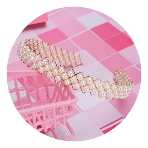 Diadema Meiwei Net Gold Para Niños Con Perlas, Accesorios Pa