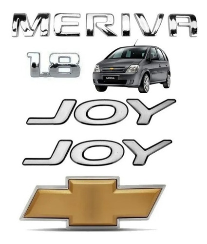 Kit Emblema Meriva 1.8 Joy Gravata Dourada Mala 5 Pçs