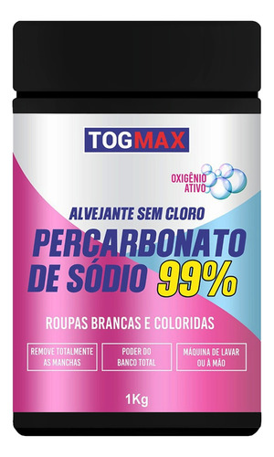 Clareador Multiuso Sem Cloro Togmax 1kg Sódio Percarbonato