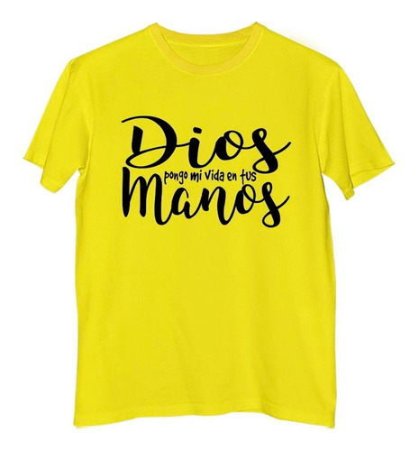 Remera Hombre Color Frase Dios Pongo Mi Vida En Tus Manos