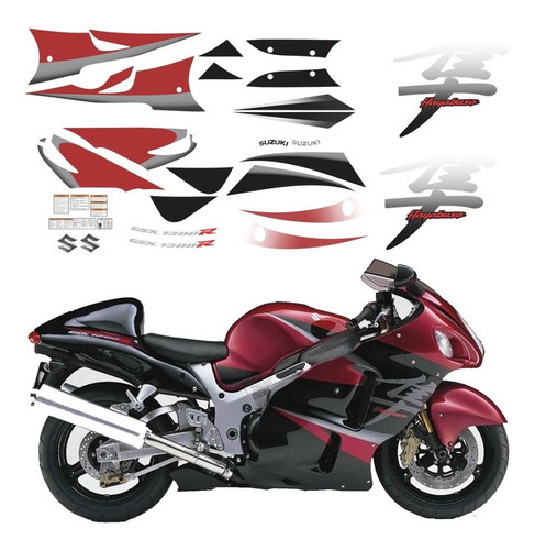 Kit Adesivos Para Suzuki Hayabusa Gsx 1300r 2007 2008 16075 Cor Vermelho