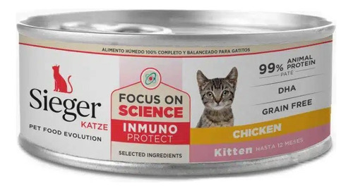 Alimento húmedo para gato Sieger Katze Lata Kitten Pollo 90g