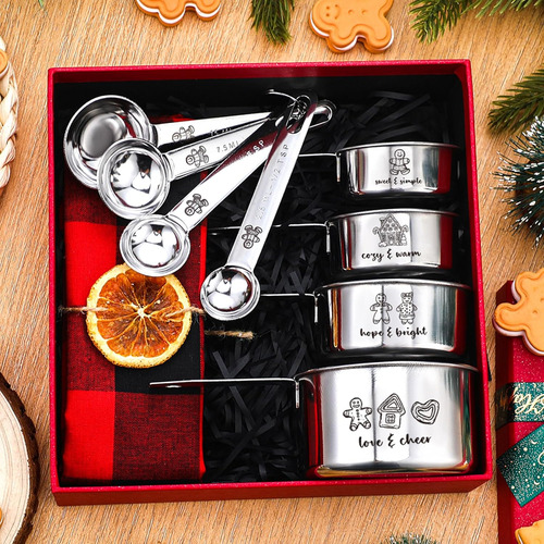 Juego De 10 Tazas Y Cucharas Medidoras De Navidad