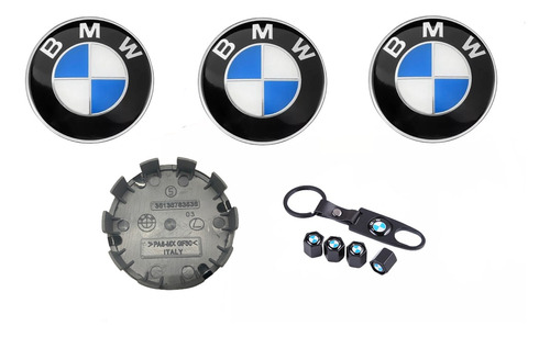  Kit Tapas Centros De Rin Llavero Tapones Neumático Bmw