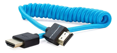 Kondor Blue 4k Hdmi A Hdmi Cable Trenzado En Espiral Corto Y