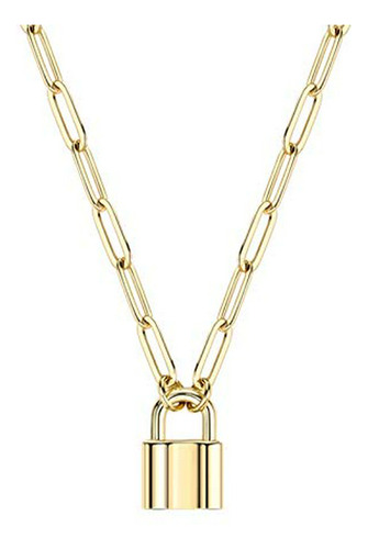 Collar - Padlock Pendant Necklace For Women | Paperclip Chai