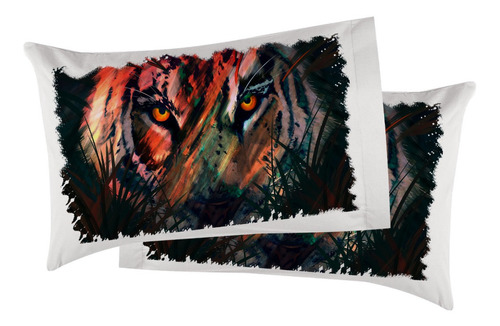 Funda Para Almohada Tigre 73x50cm Personalizable