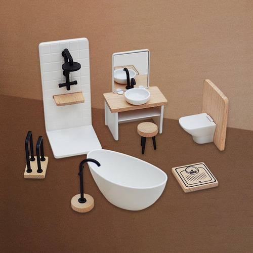 Juego De Baño En Miniatura Para Casa De Muñecas, Lavabo,
