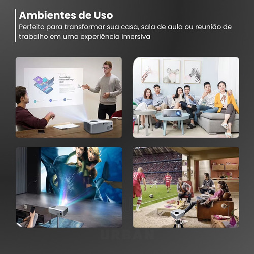 Data Show 7000 Lumens Tela Até 150 Polegadas Hdmi E Usb Cor Preto
