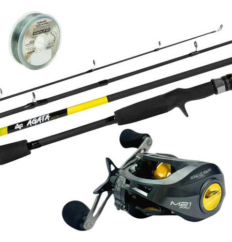 Carretilha Bg M21 Pró Gold + Vara New Agata 1,82m Jau Pesca