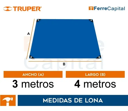 Lona multiuso Truper LT-34Z impermeable de 3m x 4m color azul