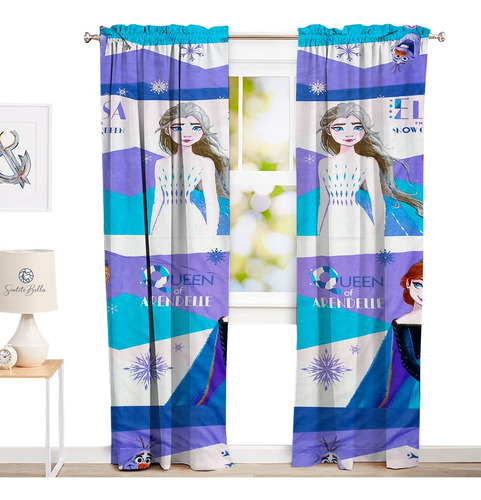 Juego De Cortinas Infantil Niños 150x210 Frozen Grande Disne