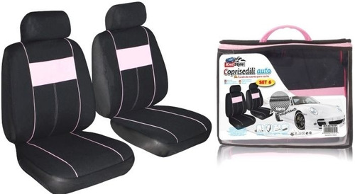 Set Fundas Cubreasiento Delantero 6pcs Rosado Auto Universal