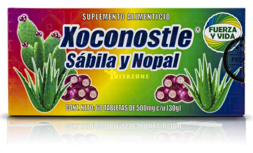 Xoconostle Sábila Y Nopal 60 Tabletas 500 Mg Fuerza Y Vida