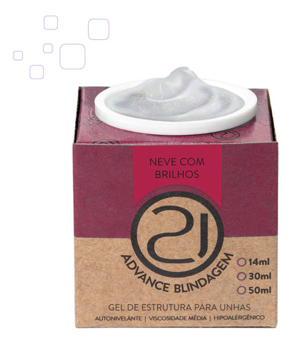 Gel De Alongamento Neve Com Brilhos Nails 21 Ecoline Advance