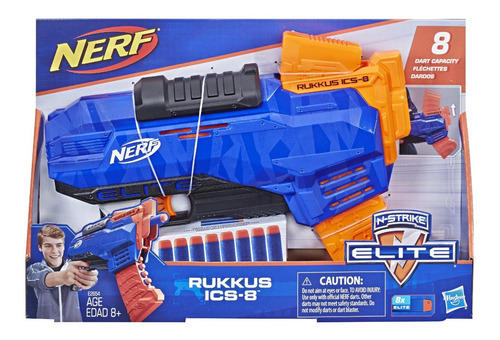 Imagen 1 de 9 de Lanzador Pistola Juguete Nerf N-strike Elite Rukkus 8 Dardos