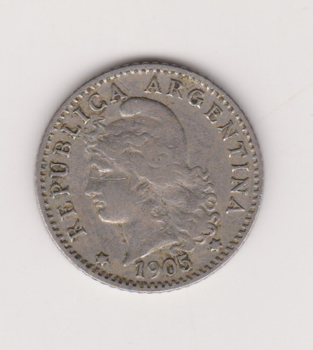 Moneda Argentina 5 Ctvs 1905 Janson 136 Muy Bueno +