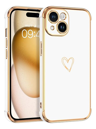 Funda Para iPhone 15 Con Diseño De Corazon Blanco