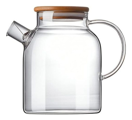 Chaleira Em Vidro Borossilicato C/ Tampa Em Bambu 1,8l
