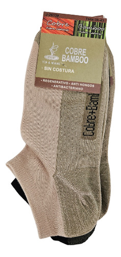 X12 Calcetines Tobilleras BambĂș + Cobre Sin Costura Surtido Logo 38-43
