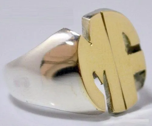 Anillo doble inicial plata y oro sale