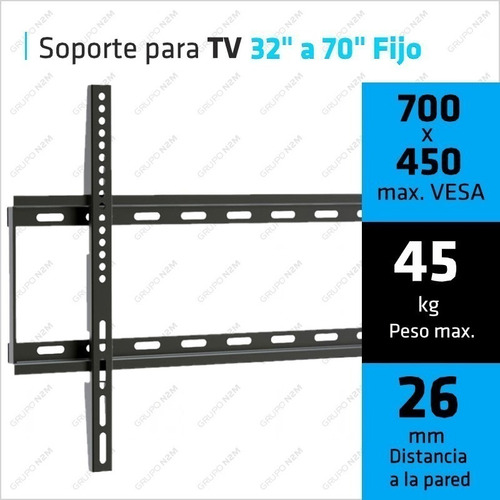 Imagen 2 de 10 de Soporte Tv Led Lcd Smart 32-70 Pulgadas Fijo Extra Chato