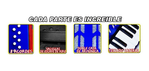 Acordeon Fabuloso Profesional Con 8 Botones Y 17 Teclas Toca