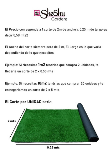 Cesped Sintetico Pasto Artificial Rollo Premium 10 Mm Sheshu