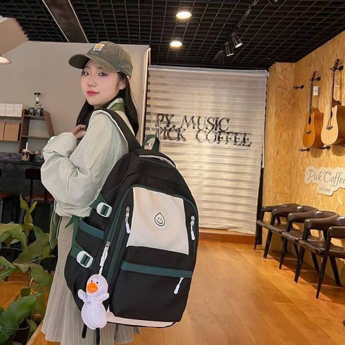 Mochila De Ocio Repelente Al Agua, Mochila De Estudiante De Campus De Gran Capacidad De Moda, Mochila De Viaje De Alto Valor, Negro Nylon