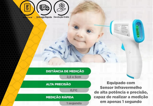 Termômetro De Testa Infravermelha Digital Lcd Ir Termômetro
