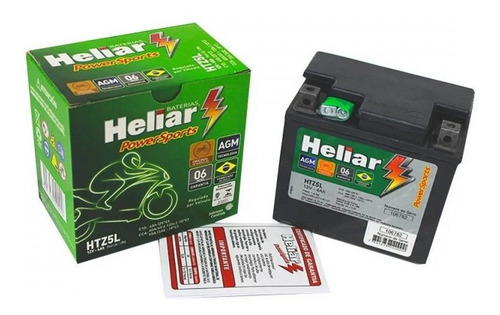 Imagem 4 de 4 de Bateria De Moto Heliar Htz5l 12v 4ah Cg125/150 Biz/100/125/