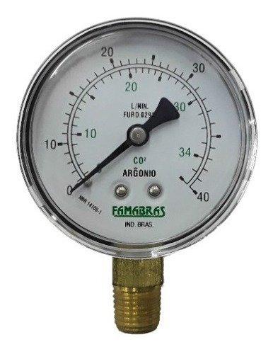Manometro Arg/co² Saida 40lpmx34lpm R. 1/4 Npt Latao