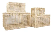 Comprar Kit 4 Baús Fibra Natural Palha Organização Rustico