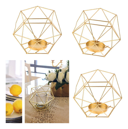 3 Pedazos Porta Candeleros Geométricos De Hierro Para Luces