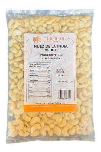 Nuez De La India Cruda Sin Sal 250 G Premium