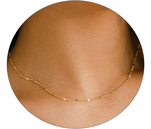 Beriso Collar De Cadena De Punto Brillante Chapado En Oro De