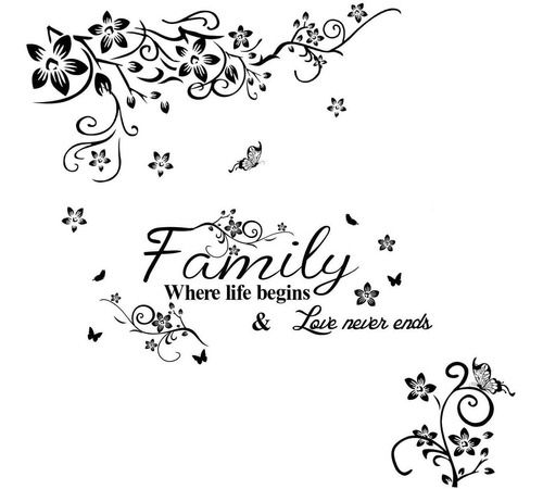  Wall Stickers, Removable Flowers Wall Decals Family Le...