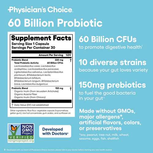 Physician's Choice Probióticos 60b Cfu 10 Cepas 30 Cápsulas