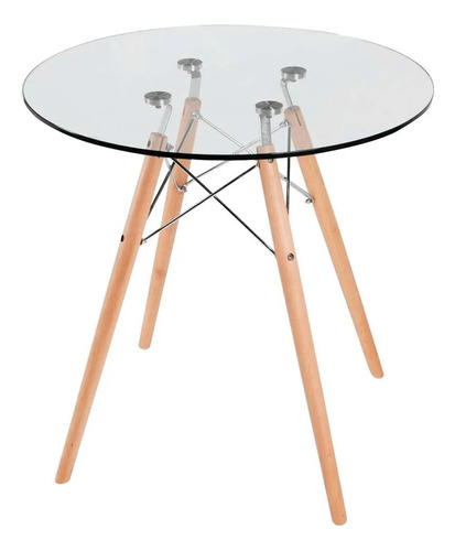 Mesa Comedor Eames Grande Circular Vidrio 80 Cm Dsw 