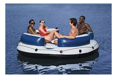 Inflable Acuático Para 4 Personas Flotador Con Potavasos