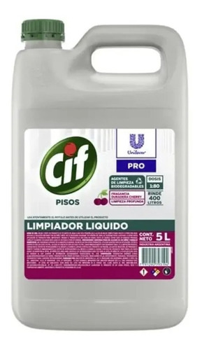 Cif Limpiador De Piso Cherry Unilever Profesional 5 Lts X 4u