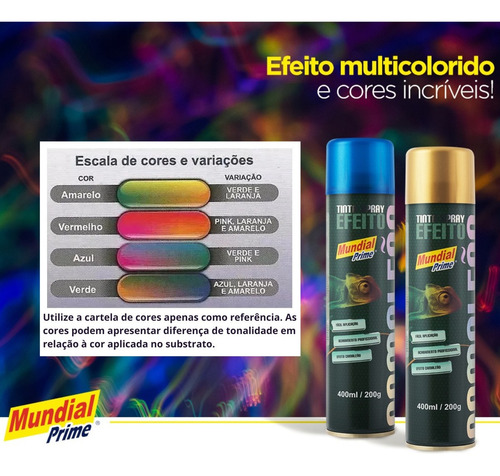 Kit Tinta Spray Efeito Camaleão Cores 400ml + Fundo + Verniz