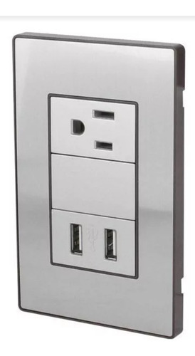 Contacto Aterrizado Y 2 Puertos Usb Con Placa